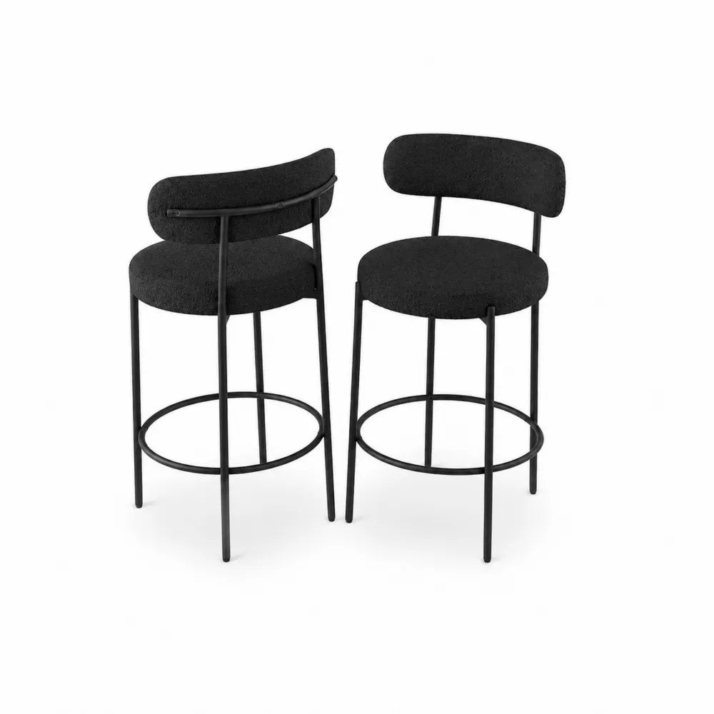 2er-Set Barhocker Metall Schwarz Polyesterstoff
