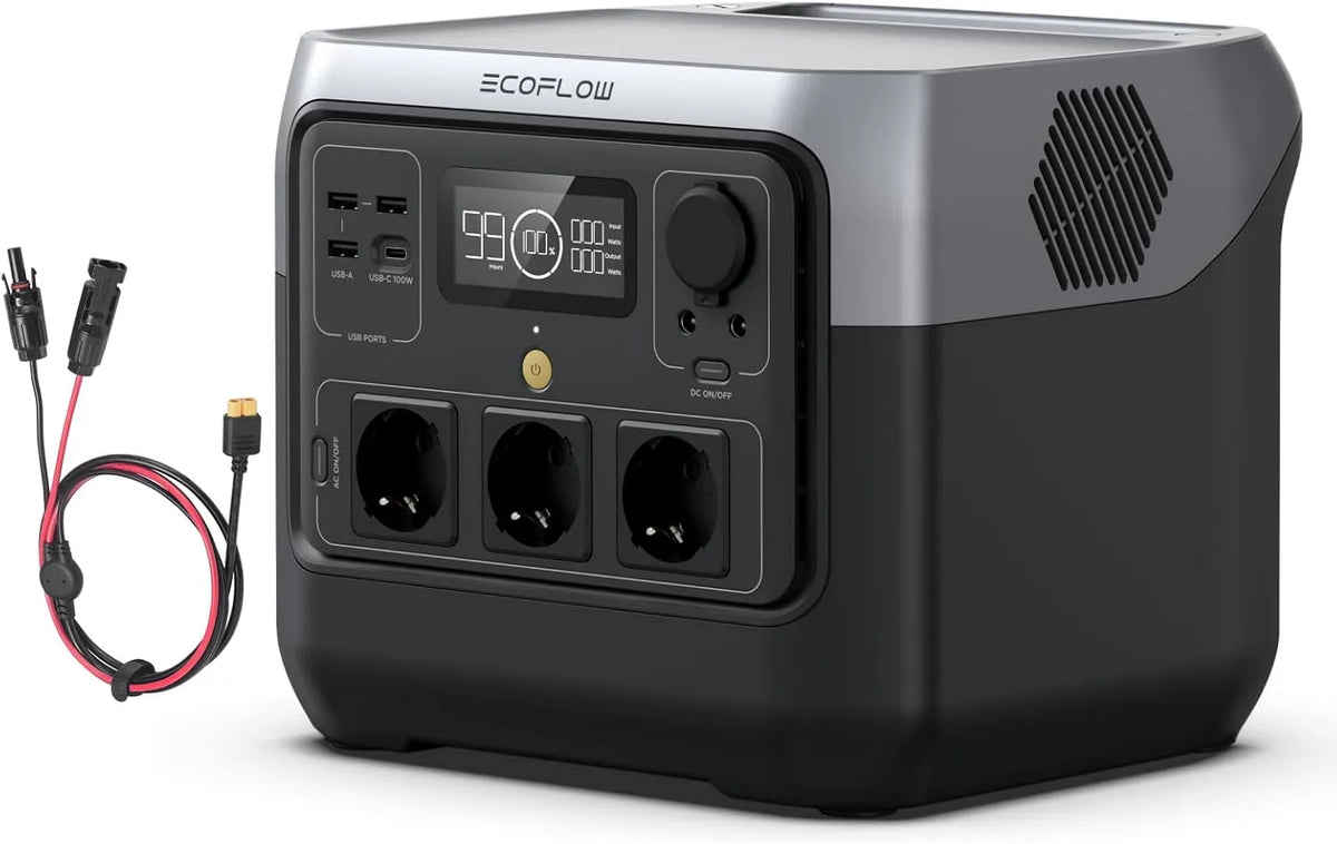 Draagbaar powerstation, XT60i-kabel, LifeP04, 768Wh, 70 uur, 3 x 800 W