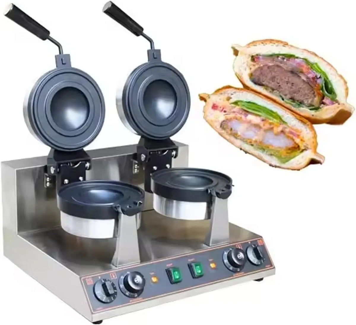 50-300 °C, Ufo Burger Machine, Verstelbare temperatuur 50-300 °C Antiaanbakpan, Commerciële Hamburgerpers, IJswafelijzer