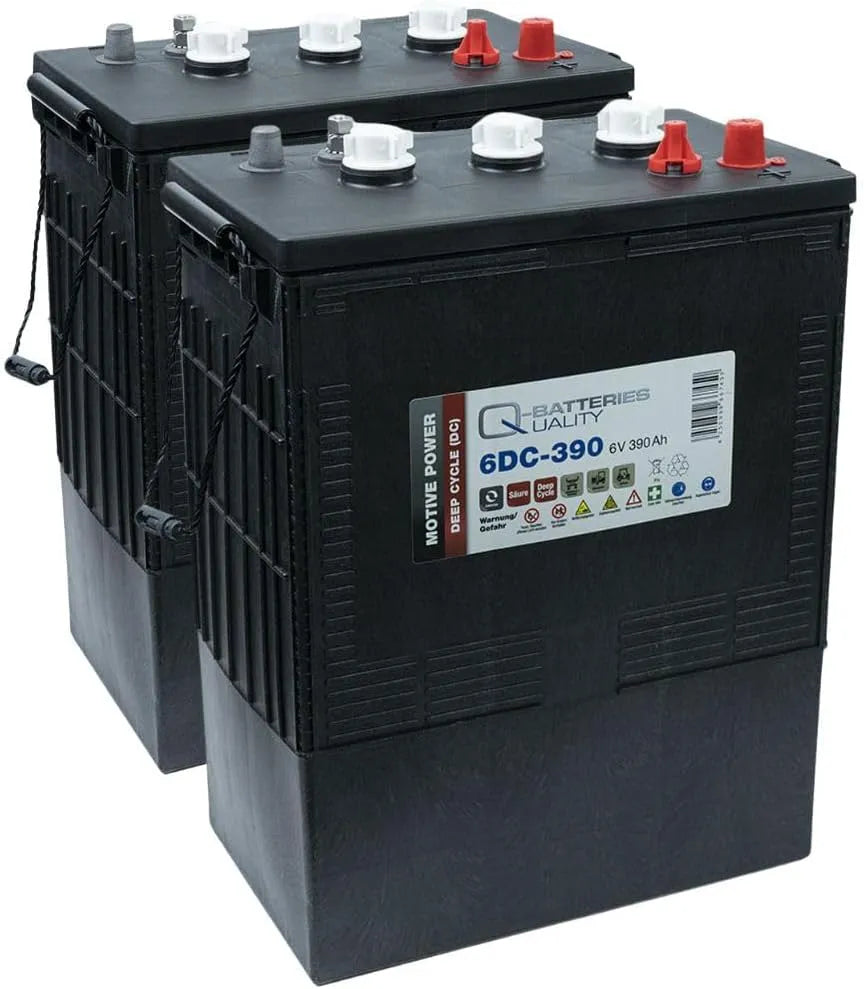 2 x Q-batterijen 6DC-390 6V 390 Ah Deep Cycle tractie-accu DC-390 met 2 x Q-batterijen 6DC-390 6V 390 Ah Deep Cycle tractie-accu