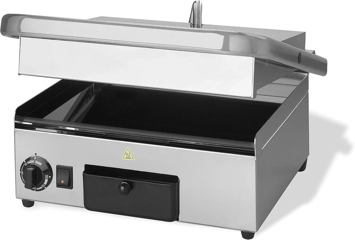 Milantoast 17010 Contactgrill Medium met RVS, Contactgrill Glas Keramisch Medium RVS 18/10