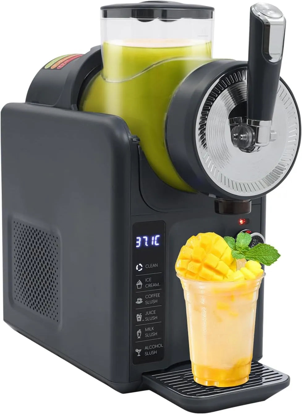 Maker slushie machine met 1,8 l, digitaal display, RVS, grijs en transparant