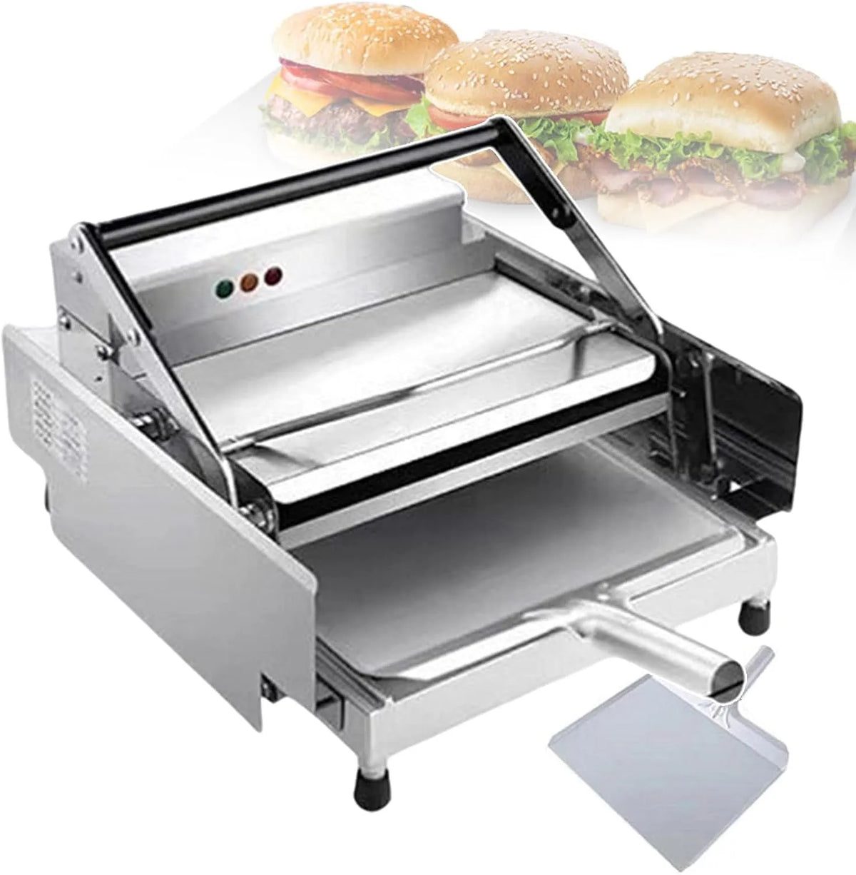 Broodrooster, 320 x 200mm, 0.8kw, Timer, Elektrische Hamburger Toaster 0~3min Gegrilde Broodmachine, Hamburger Schep