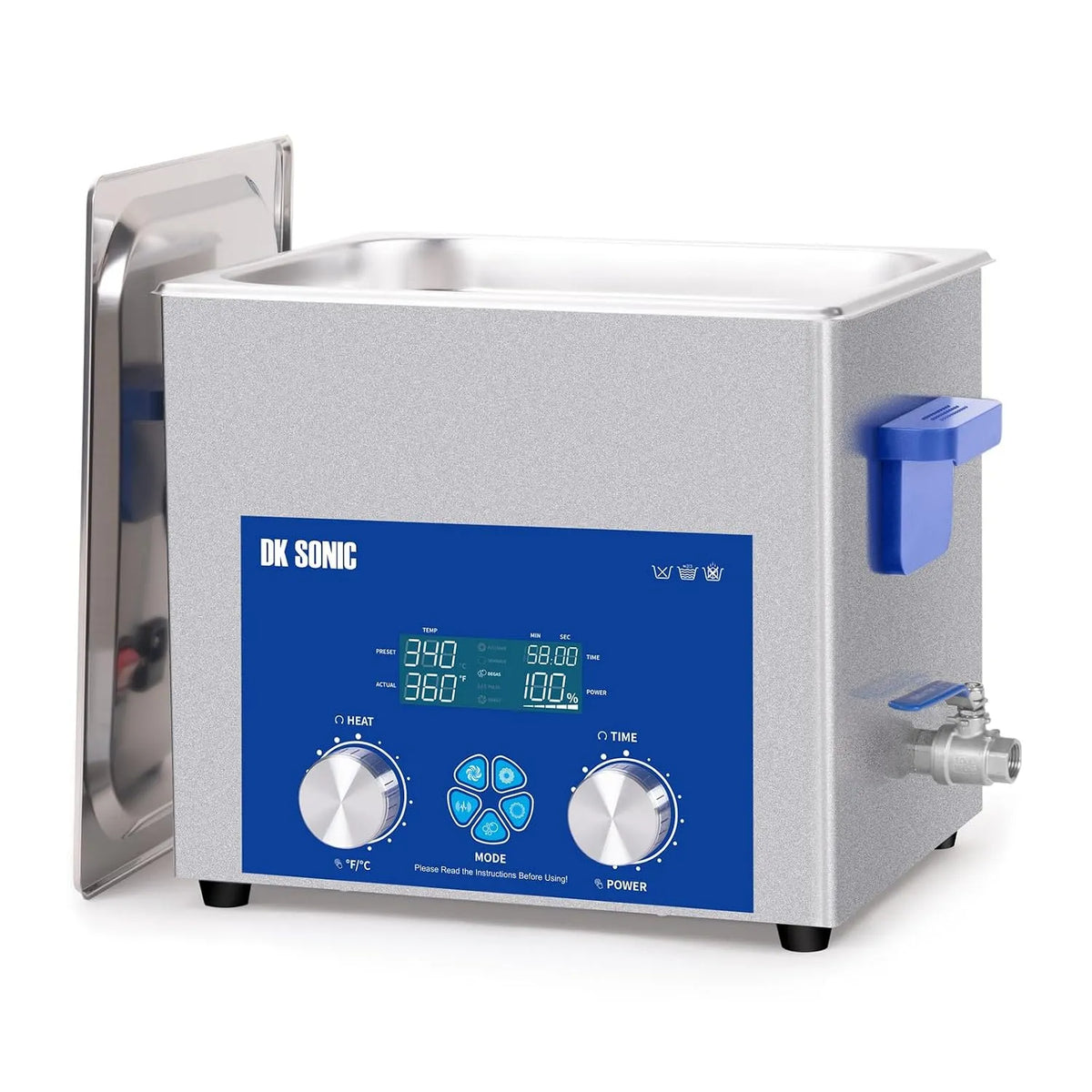 Ultrasoonreiniger met 10L, 240 W, Timer, 300 x 240 x 148 mm, 60 W, 300 W, 1-199 minuten en 0-100 °C