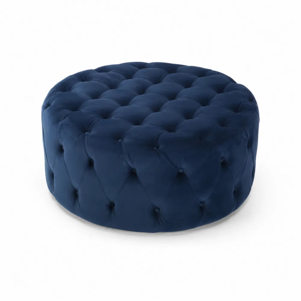Runder Samt-Fußhocker Dunkelblau 60 cm