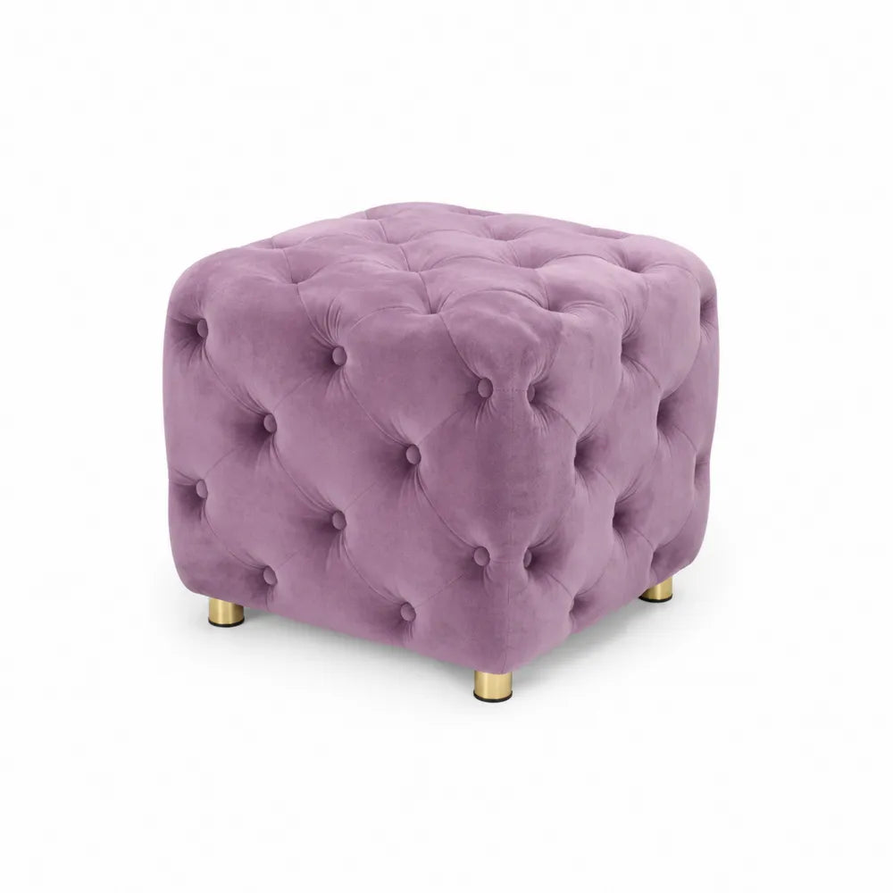 Samt Hocker Lila mit Metallfüßen