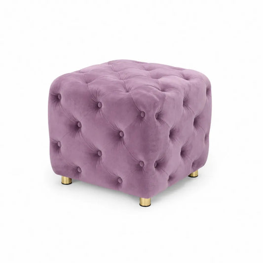 Samt Hocker Lila mit Metallfüßen