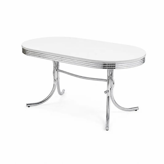 Esstisch Oval MDF und Chrom Weiß/Chrom