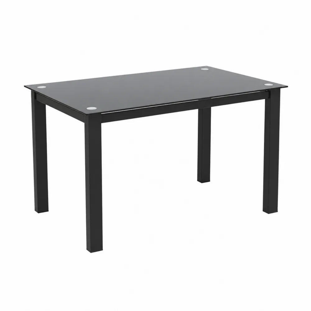 Schwarzer Esstisch mit Glasplatte 120x75x70 cm