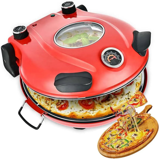 Tafel, snelle verwarming tot 420 °C, pizzamaker met antiaanbaklaag voor thuis, pizzaoven op tafel Pizzakoker, Elektrische pizzamaker
