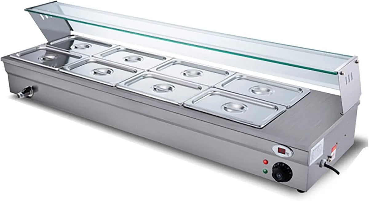 2000 W, Elektrische voedselverwarmer van RVS, voor commerciële restaurants, 8 pannen