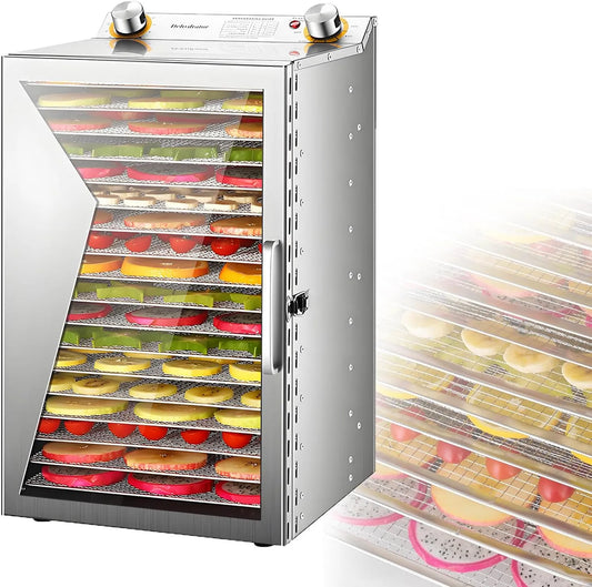 Droger, 30-90 °C, Timer, 0-12 Uur, Roestvrijstalen Voedseldroger