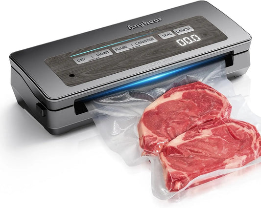 Vacuümsealer met 90 kPa, 100 W, 20,3 x 16,8 cm, 20 x 16 cm, 20 x 30 cm, 12 seconden, digitaal display en grijs