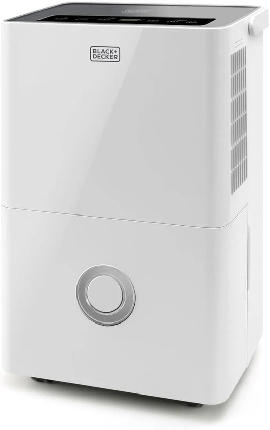 BLACK+DECKER Luchtontvochtiger BXDH20E met 20 L, 4 L, 43 dB, 2-IN-1, HEPA13, timer en geluidsarme werking