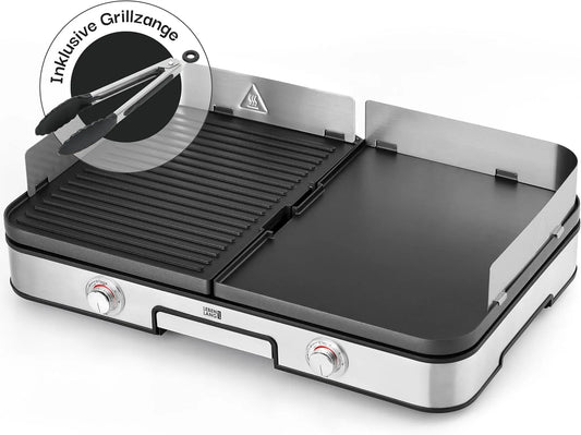 Barbecue, LEBENLANG Elektrische Tafelgrill 2400 W, LEBENLANG Elektrische Tafelgrill 2400 W, Grilltang & Spatbescherming I