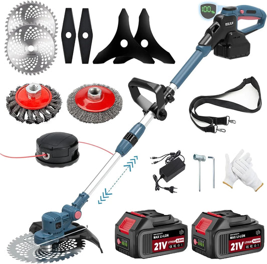 Makita, voor Makita-accu's met 5 lemmetypes, accu-grastrimmer voor Makita-accu's met 5 lemmetypes, 21 V grastrimmer met onkruidborstel, met 2 x 4,0 Ah
