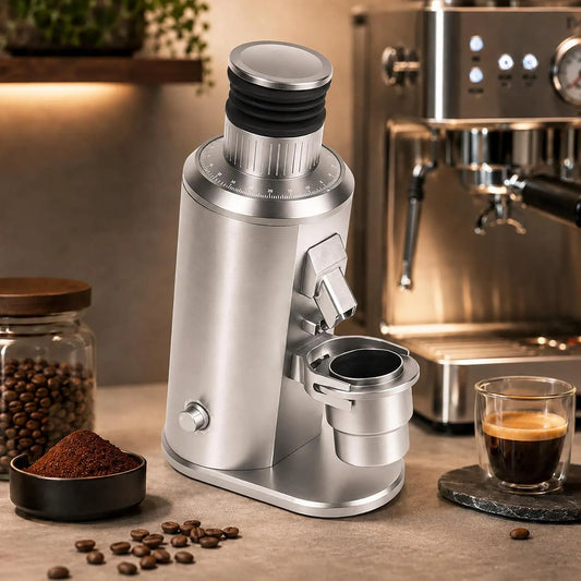 Molen met 80 mm, 58 mm, 800-1600 RPM, 550 W en RVS, 80 mm Espresso platte braammolen met 70 g trechter