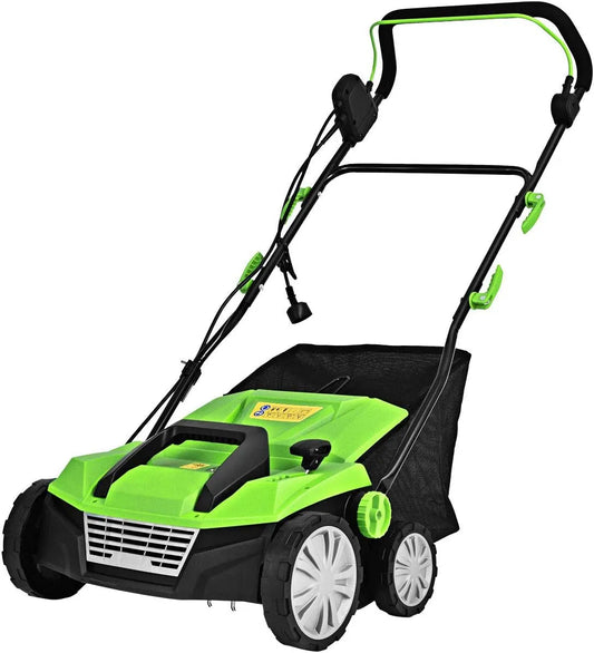 COSTWAY Verticuteermachine met 1800 W, 38 cm, 45 l en groen, 2 treden werkdiepte