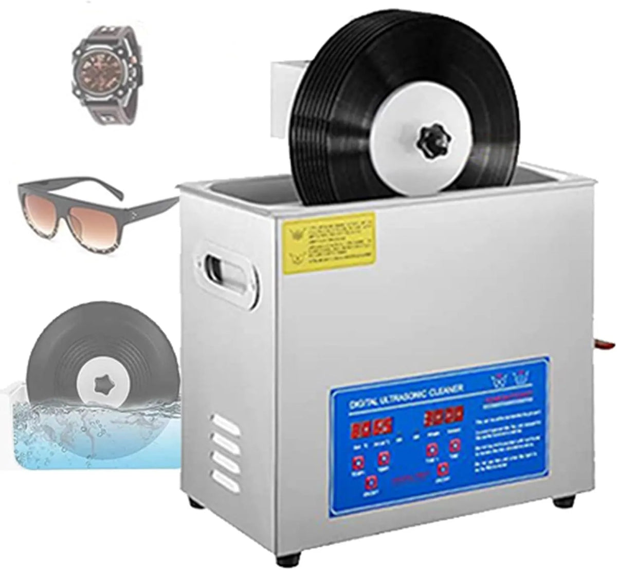 Ultrasoonreiniger, 6L, Ultrasone platenreinigingsmachine met droogrek, horloges, timer, brillen