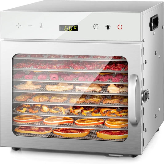 Kwasyo Droogautomaat van RVS met 30-90 °C, 24 uur en RVS, 8 etages met 6 dehydratiefolie