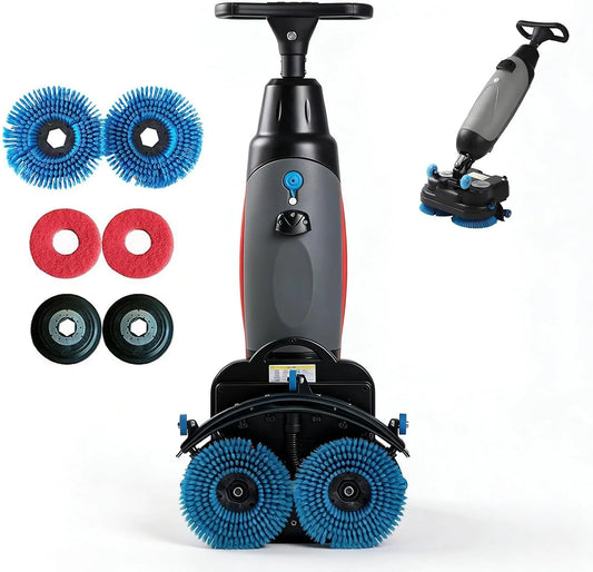 Vloerschrobmachine met 43,2 cm, 1200 m2, 350-360 RPM, 4,5 l, 90-120 minuten, 65-73 dB, dubbel tanksysteem en grijs