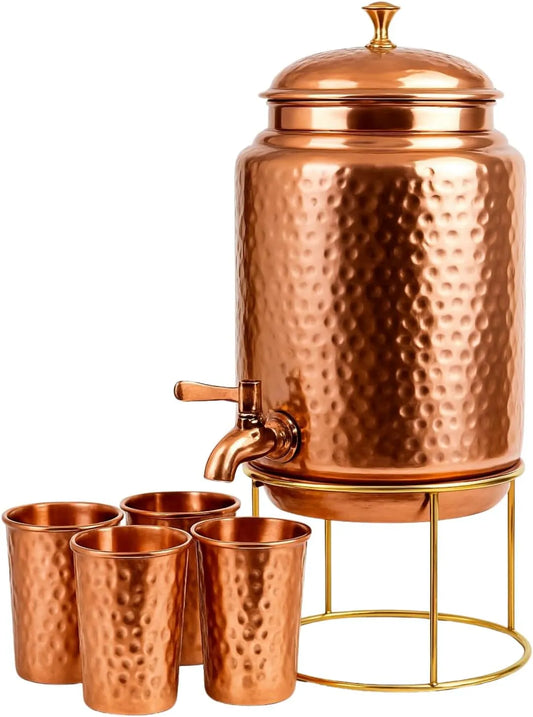 Waterdispenser met 8 inch en waterreservoir, Zuiver koper gehamerd