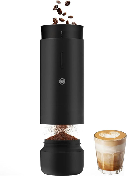 Molen met 0,025 mm, 3 uur, 10 seconden, RVS en crème, draagbare kegelmolen met 30 maalstanden