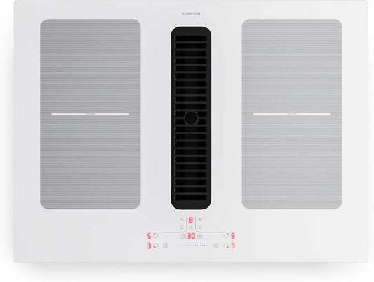 Afzuigkap, 70 cm, 4 zones, geïntegreerde downdraft afzuiging 530m3/h, flexzones, glaskeramiek, timer, 7335 W boost, touch control, kinderslot