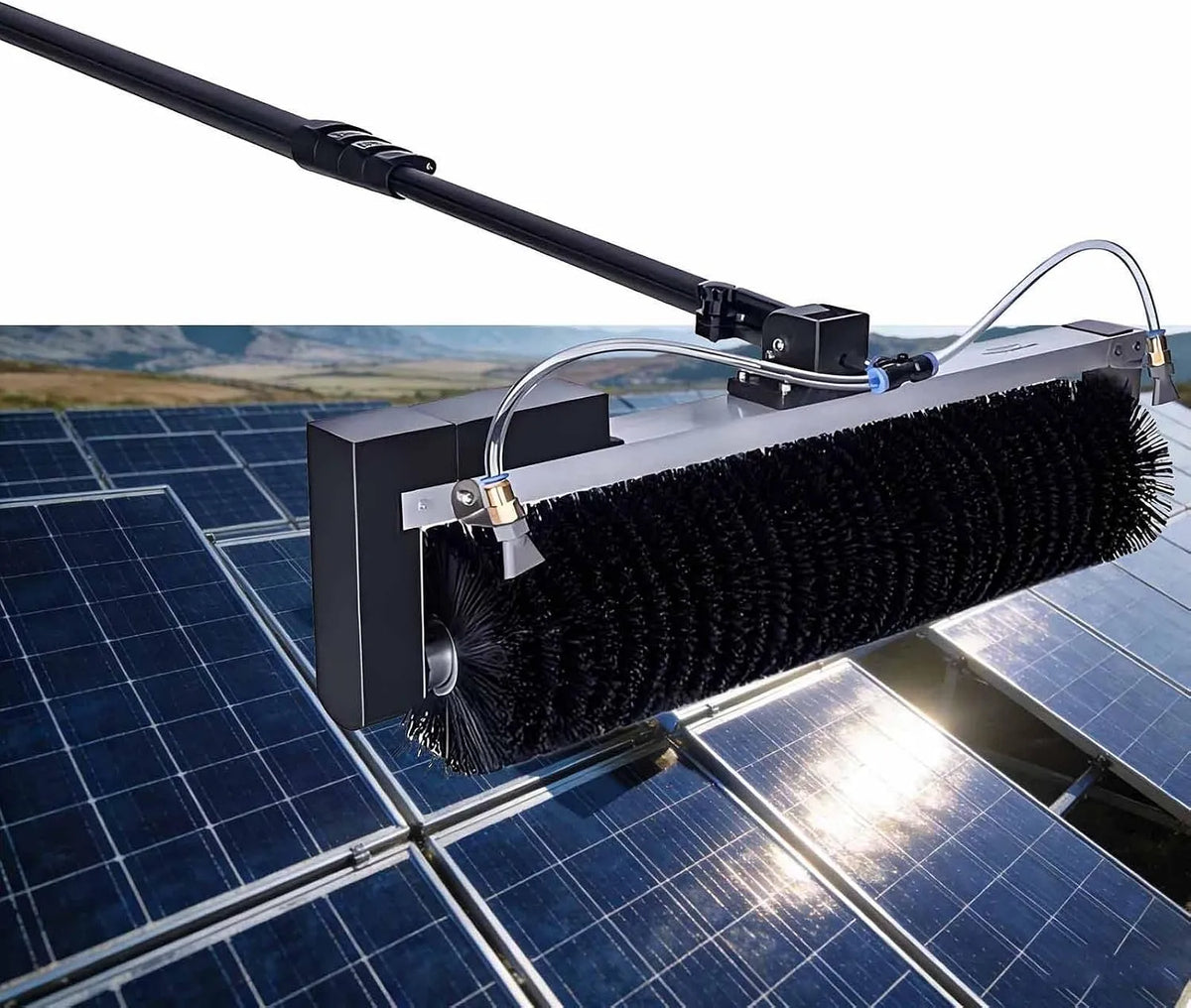Elektrische reiniging van zonnepanelen, Waterspray+rolborstel PoweredVersion-5.5m/18.04ft, Elektrische reiniging van zonnepanelen