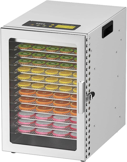 Droger, 800 W, 12 planken, elektrische vleesdroogbox, voedseldroger met touchbediening, gedroogde groentendroger
