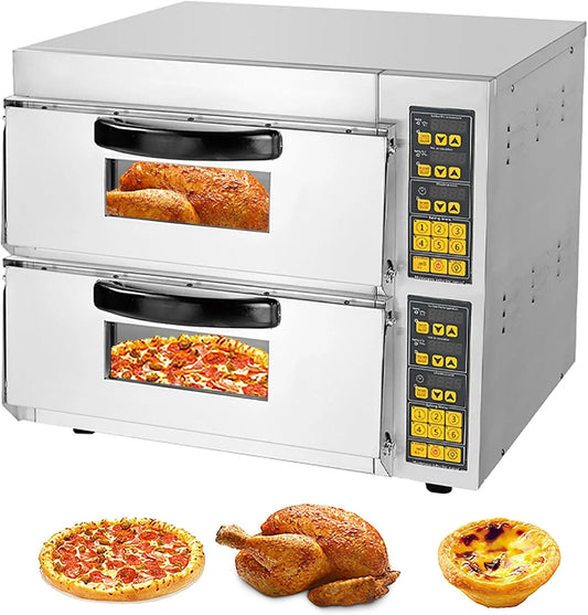 Inbouwoven, 16 inch Pizza Dubbeldek, 40L, Commerciële Pizza Oven