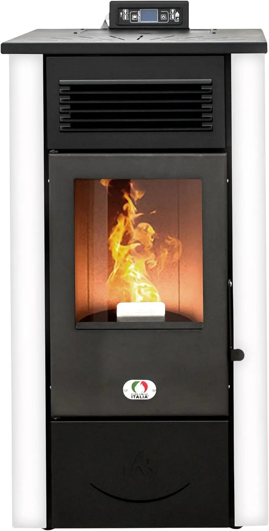 STUFE A PELLET ITALIA Canada 12 kW met 12 kW, 120 m2, 15 uur, 5 snelheden, 55 cm, 12,30 kW, 4,6 kW en 80 mm