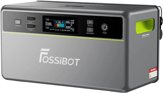 FOSSiBOT FBP1200 Balkonkraftwerk zonnegenerator FBP1200 met 47,6 x 30,8 x 25,7 cm, 60 x 41 x 44 cm, 1958 Wh, 9790 Wh, 4,8 kW, 1000 W, 22–60 V en 30 A