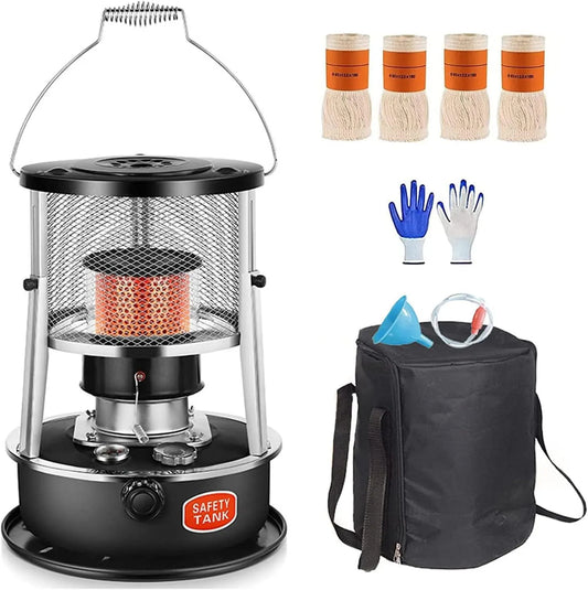 Petroleumkachel, 4.5L Draagbare, 4 Reserve Lonten, Niet Elektrische Noodkachels voor Thuis en Tent, Ophefbare Campingkachel voor Verwarming