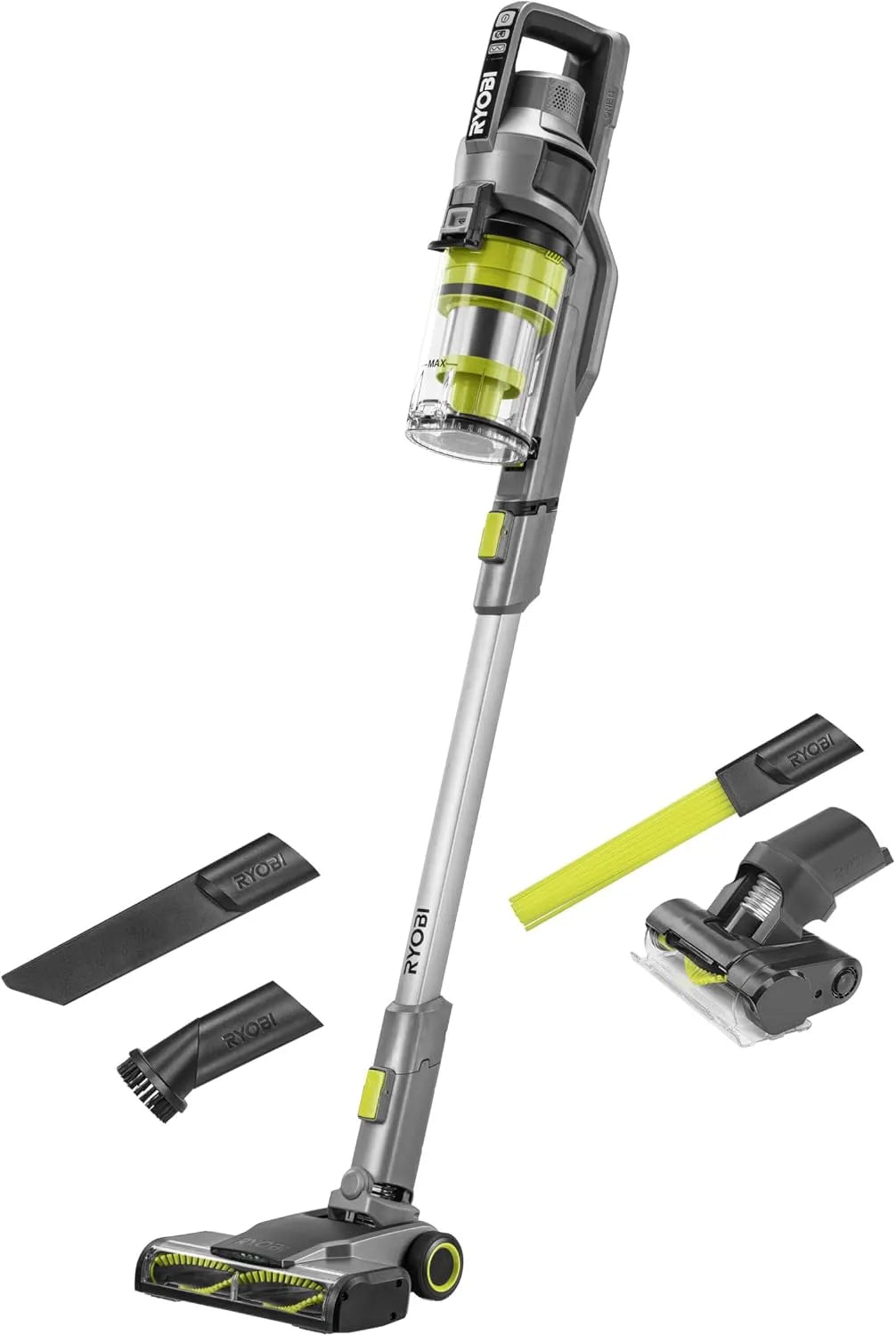 18 V, 600 ml, 24 cm, Stofzuiger, 30 AW, 820 l/min, levering met 1 gemotoriseerde borstel, RYOBI