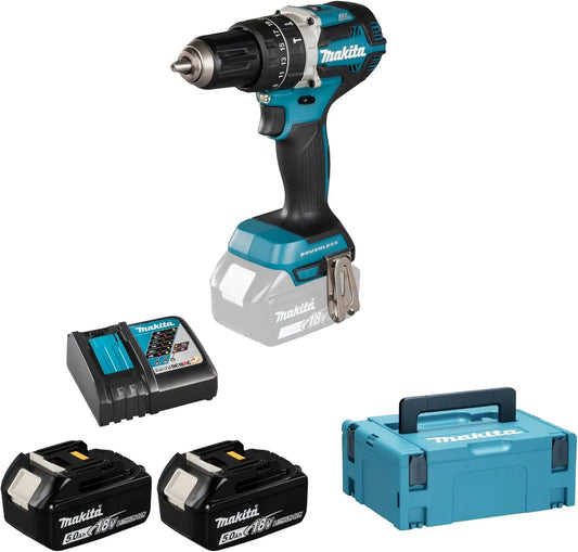 Makita Accu-slagmoersleutel DHP484RTJ met 18 V, 0 Ah, 450 W, zilver en blauw