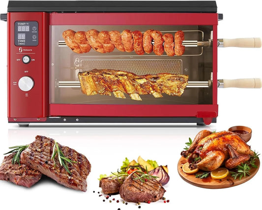 Machine met temperatuuraanpassing en timer, feest, 2-laags automatische roterende kebab spiesmachine, 30 l rookloze bakplaat voor restaurant