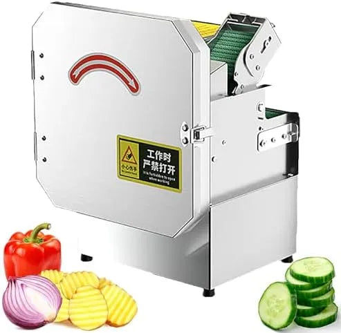 Machine met 300kg/h output, commerciële snijmachine, 70 mm voerpoort, Elektrische groentesnijder en voor restaurants en voedselbereiding, hoog