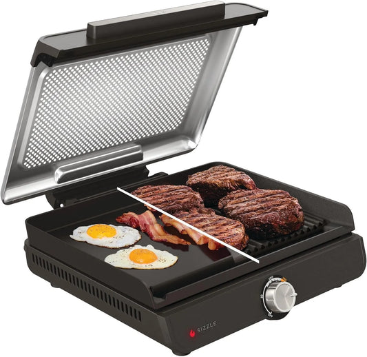 Ninja Barbecue GR101EU met 260°C, 5 cm en grijs, Ninja Sizzle Elektrische Grill & Platte Grillplaat Anti-aanbak