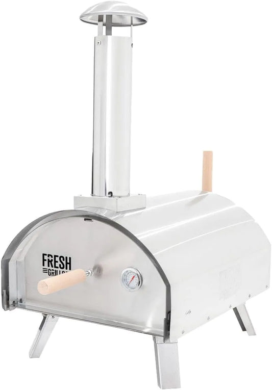 Inbouwoven met 35cm, 600°C, 60 seconden en RVS, Tafelmodel buitenpizzaoven 35cm dubbelwandig Extra groot