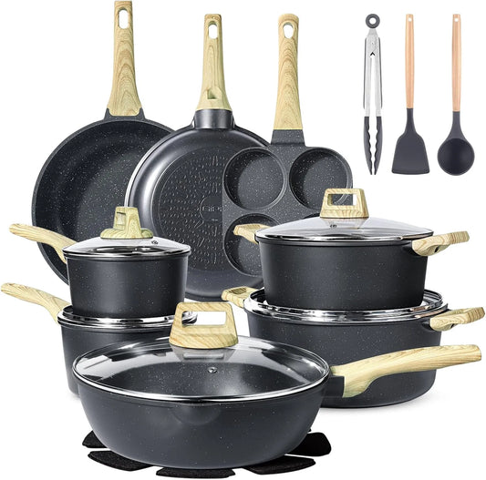 GIPP 22-Delige Kookset Met Deksels met aluminium, Antiaanbakpannen