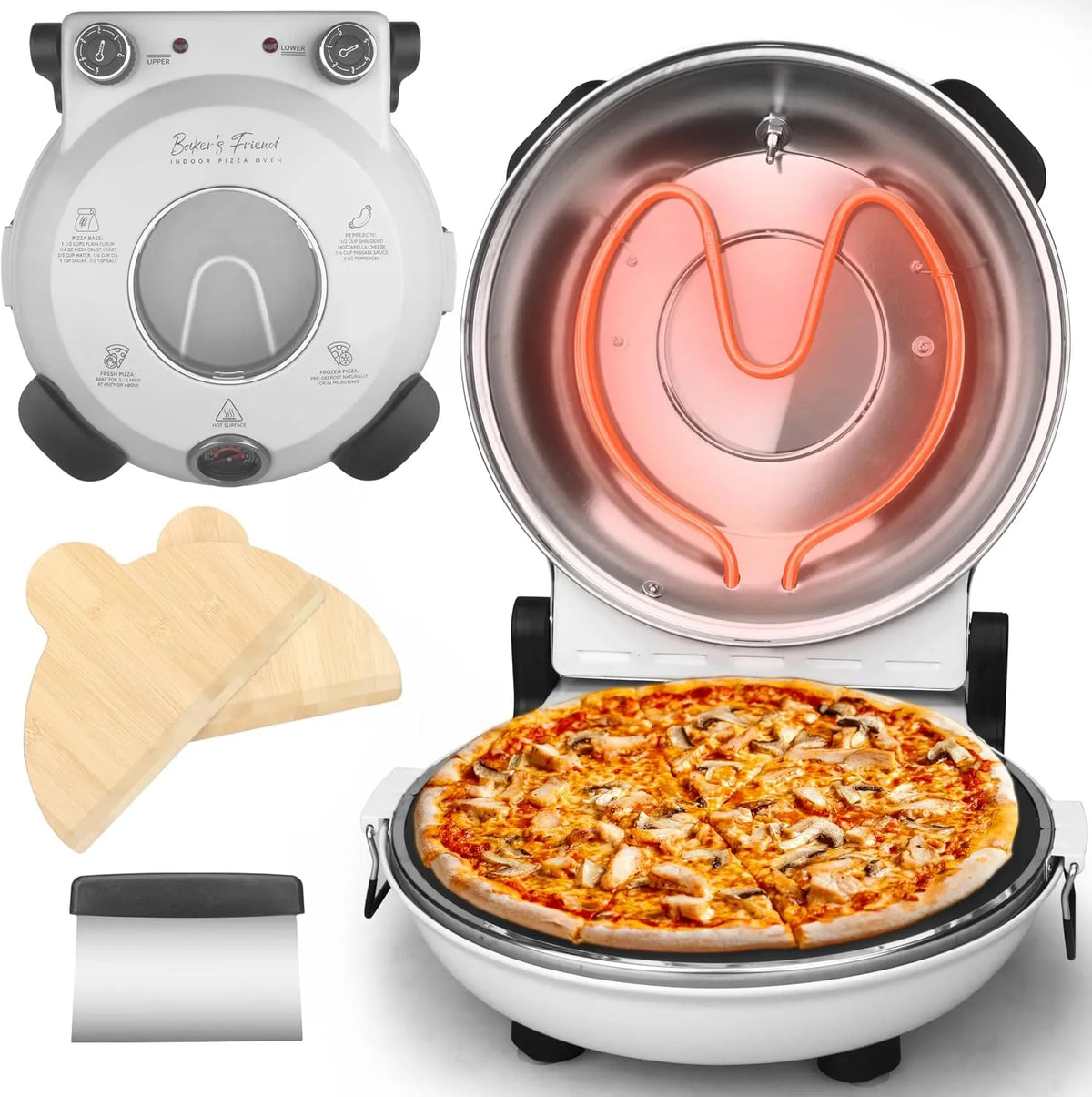 30,5 cm, 30,5 cm machine voor thuis, Elektrische pizzaoven voor binnen, keuken en barbecue, Baker's Friend