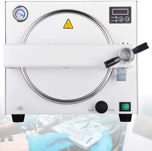 Stoomsterilisator met 18L, 122 °C, 132 °C, digitaal display, RVS en aluminium
