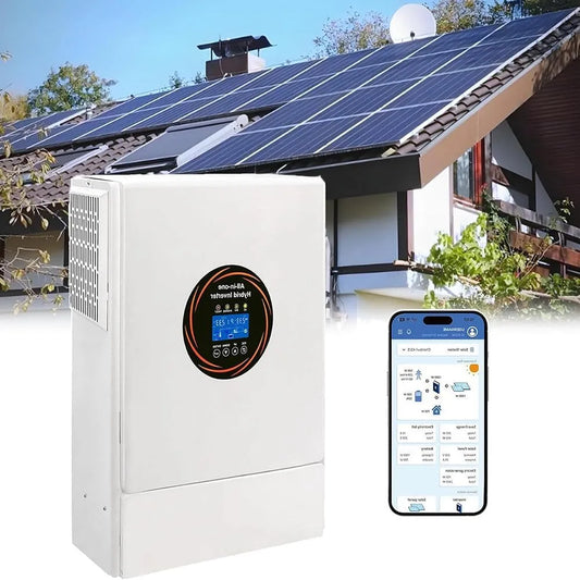 Spanningsomvormer, 5500 W Hybride Zonne-Omvormer Met Ingebouwde 120a Mppt-Controller, Off-Grid Zonne-Energie, Zuivere Sinusgolfuitgang, Ondersteuning