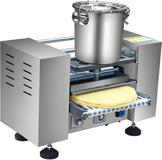 Mille Crêpe Maker met hoge capaciteit met 0,03 inch, 50 x 35 x 35 cm, 10 minuten, 2400 W, 0,4-1,2 mm, 150-200 °C, 0-60 seconden en 5 seconden