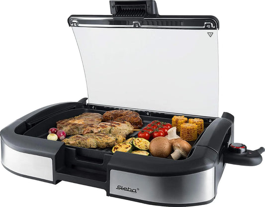 Barbecue, 2200 W, 2 m aansluitkabel, traploze temperatuurregeling, laag vermogen: braadpan in een opvangbak
