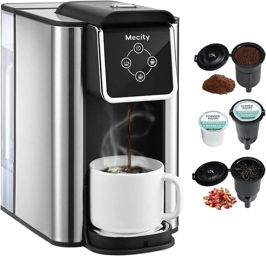 Espressomachine, 6,8,10 Oz Cup, 120V 1150 W, Instant Coffee Pot, Removable 50 Oz Water Reservoir, Compatible with K cup Capsules, Tea maker, Mecity