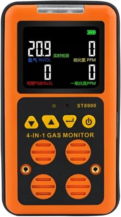 Luchtkwaliteitsmeter, H2S, O2, ST8900, H2S, Gasdetector Multigas Detector Thuis Gas Alarm, CO