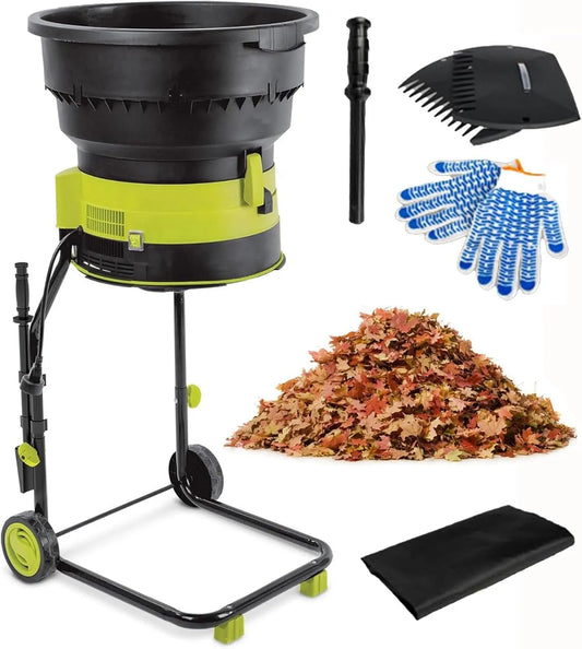 Elektrische bladmulcher versnipperaar 2500 W met wielen met 2500 W, 54 CM, 49,3 CM, 32 cm, 0,25 cm, 208L en 1-2 cm