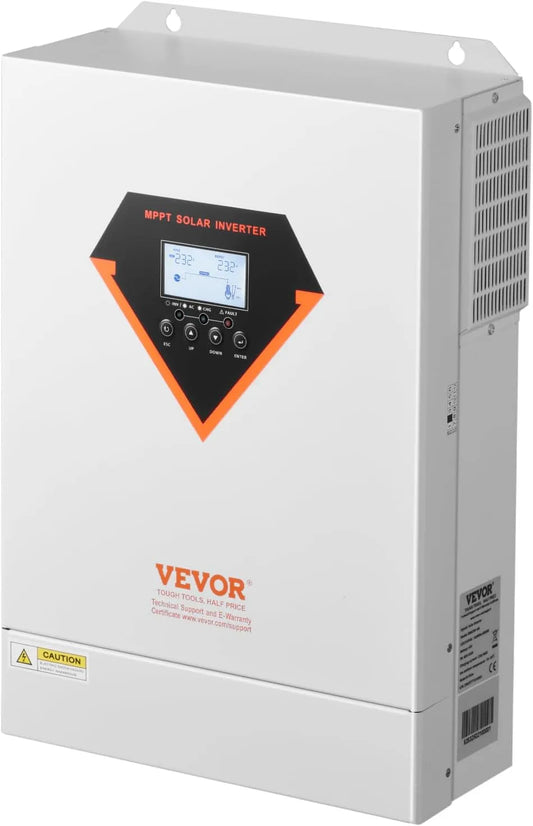 Spanningsomvormer, 6 kW, 48 V DC naar 220/230 V AC, met geïntegreerde 120 A MPPT zonne-regelaar, all-in-one omvormer met zuivere sinus